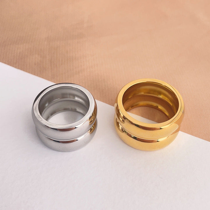 Valantomode | Plated Linear Grooved Band Ring for Women