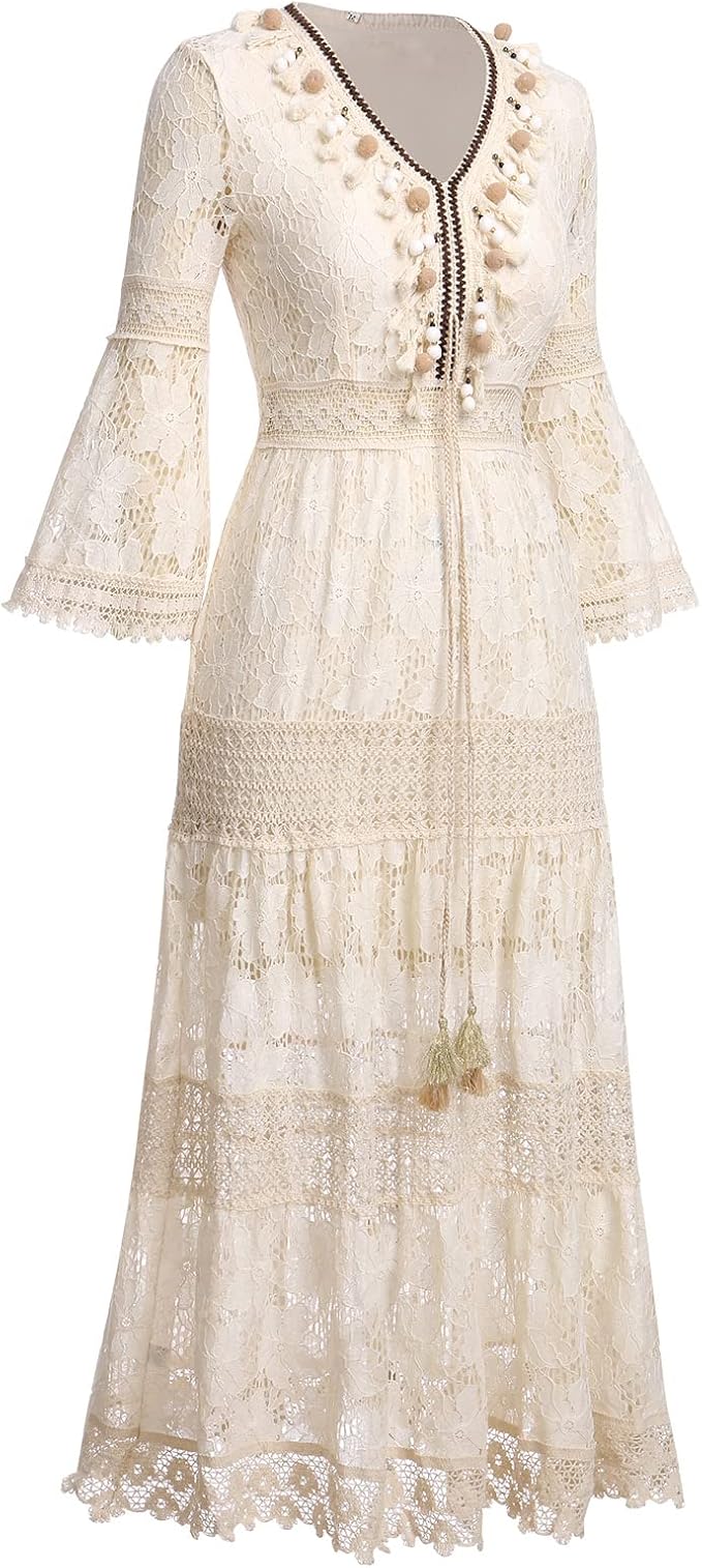 Valantomode | Dress with Boho Lace Design
