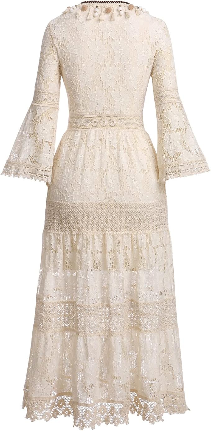 Valantomode | Dress with Boho Lace Design