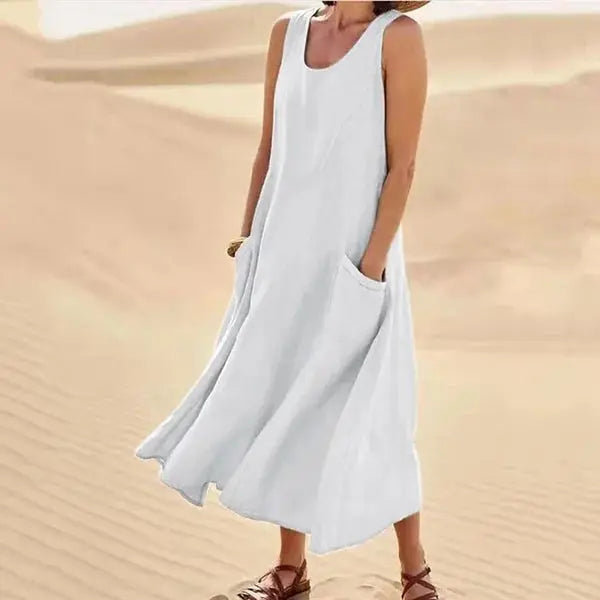 Valantomode | Chic Linen Dress for Effortless Summer Style