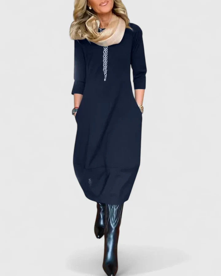 Valantomode | Stylish Midi Dress for Effortless Chic Daytime Looks