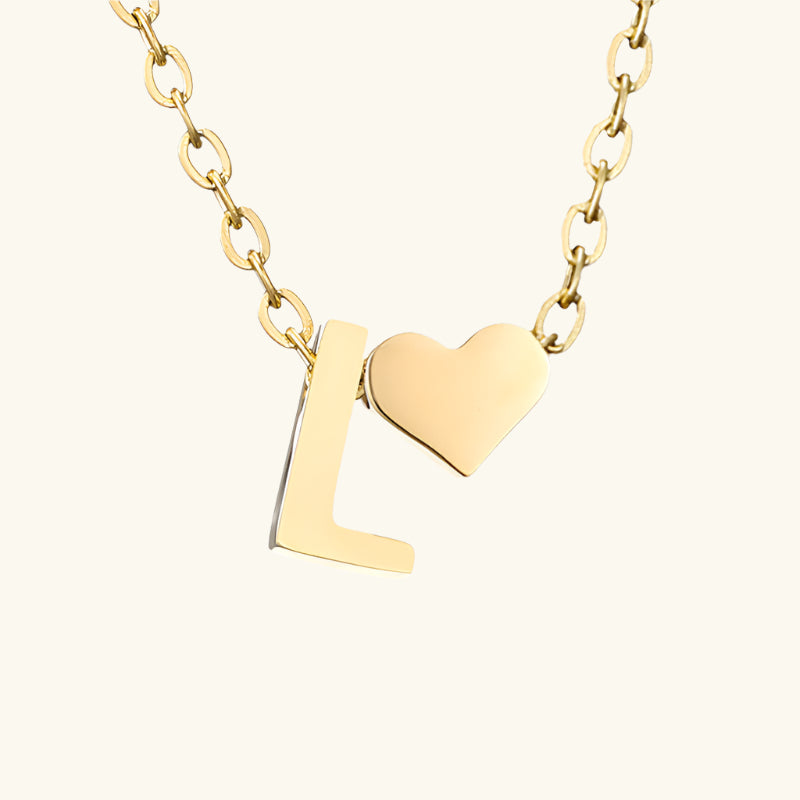 Valantomode | Plated Initial and Heart Charm Necklace for Women