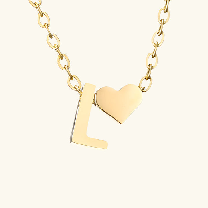 Valantomode | Plated Initial and Heart Charm Necklace for Women