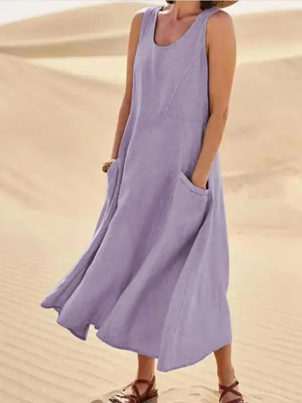 Valantomode | Chic Linen Dress for Effortless Summer Style