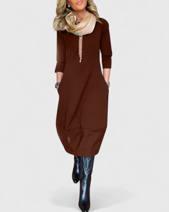 Valantomode | Stylish Midi Dress for Effortless Chic Daytime Looks