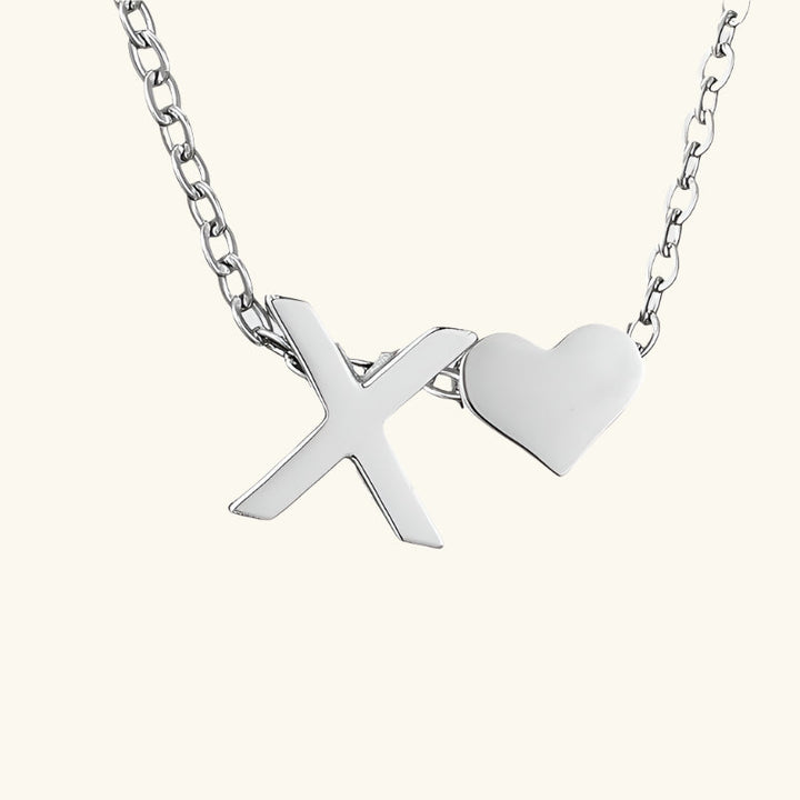 Valantomode | Plated Initial and Heart Charm Necklace for Women