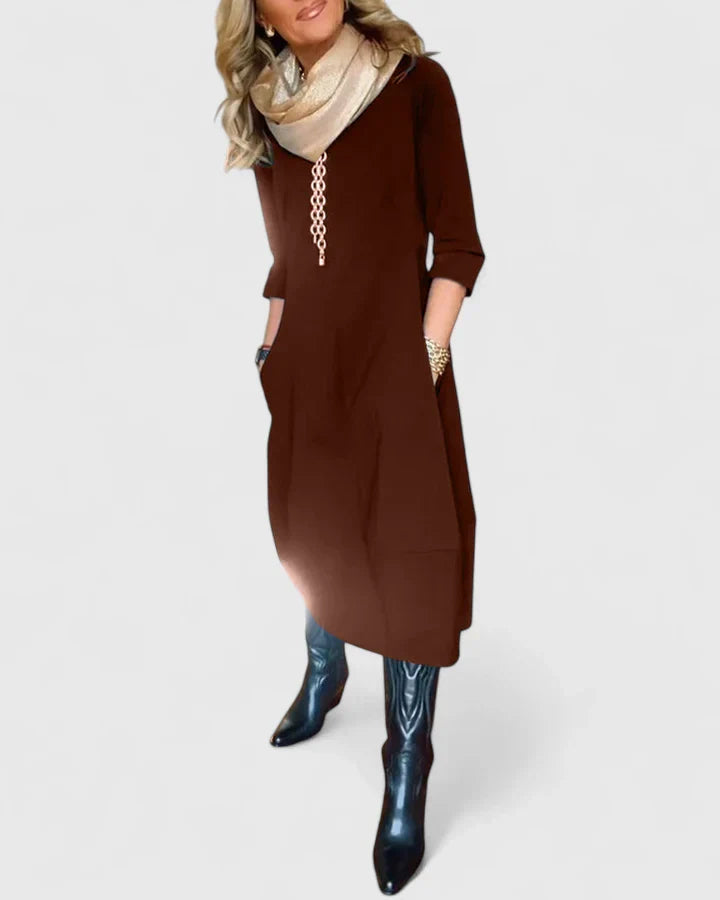 Valantomode | Stylish Midi Dress for Effortless Chic Daytime Looks