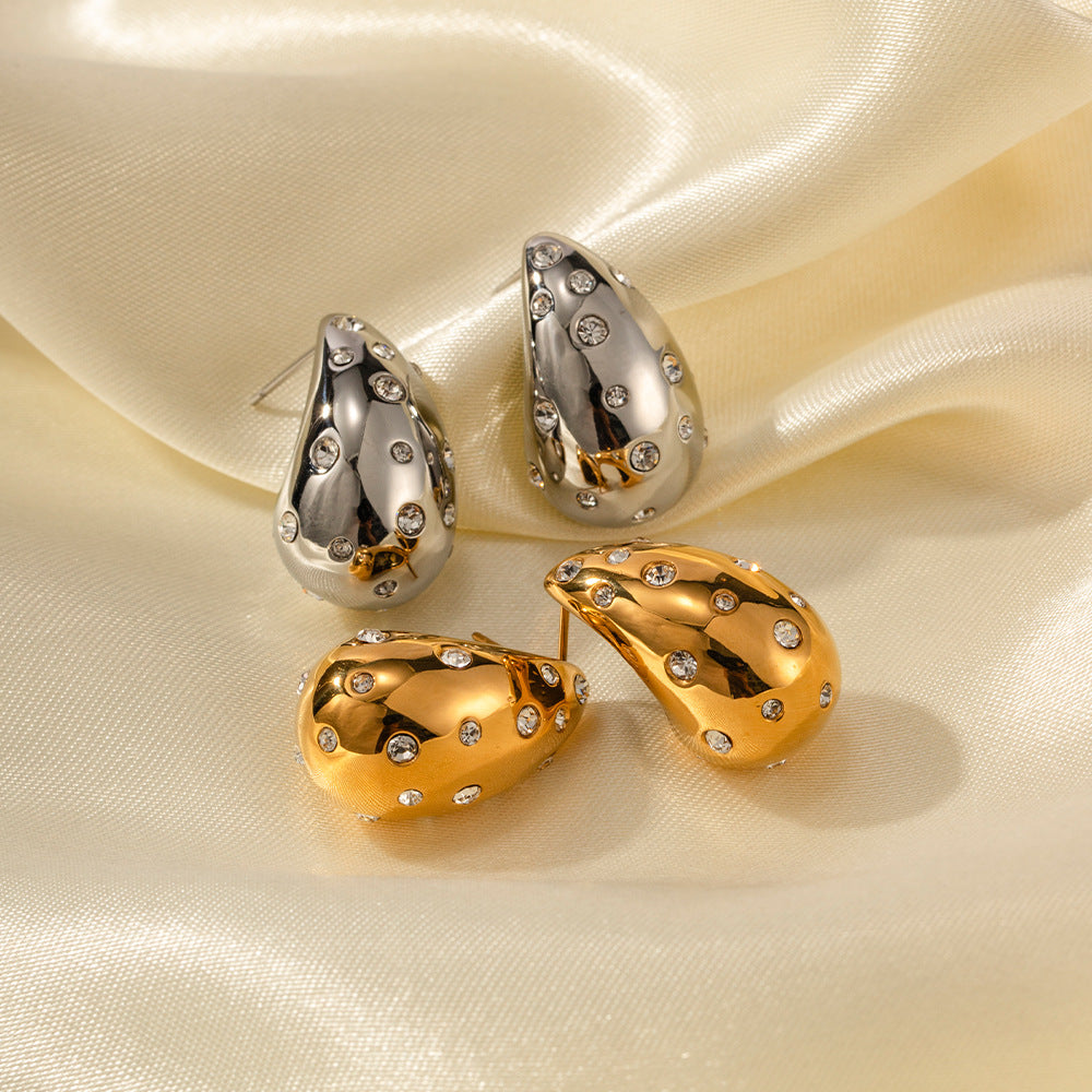 Valantomode | Plated Teardrop Earrings with High-Refractive CZ Assets for Women