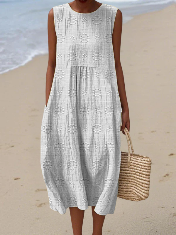 Valantomode | Chic Rose Embroidered Midi Dress for Effortless Style