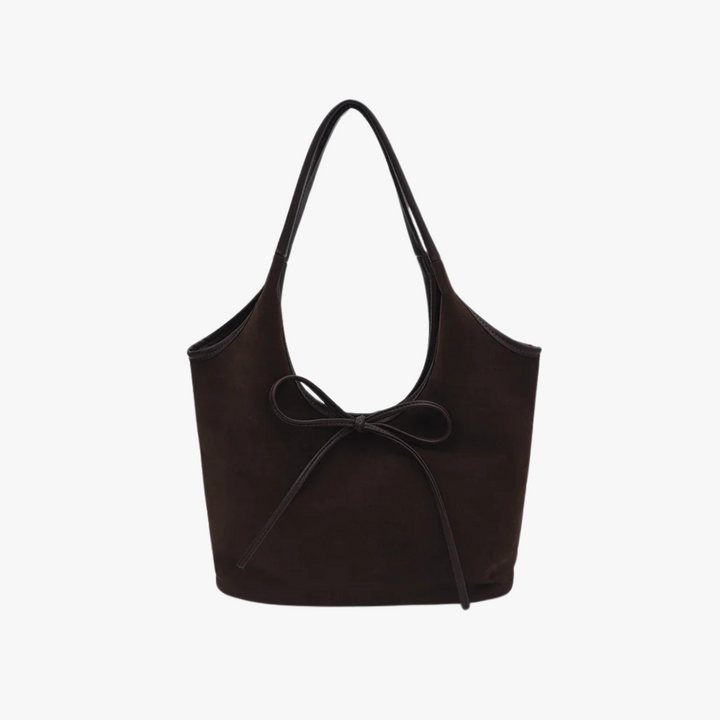 Valantomode | Velvet Ribbon Garrison – Premium Vegan Suede Tote with Soft-Touch Handle Straps