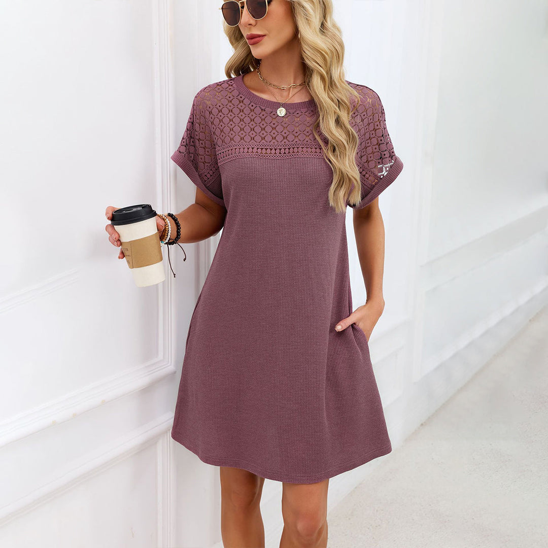 Valantomode | Chic Knit Round Neck Mini Dress for Effortless Style