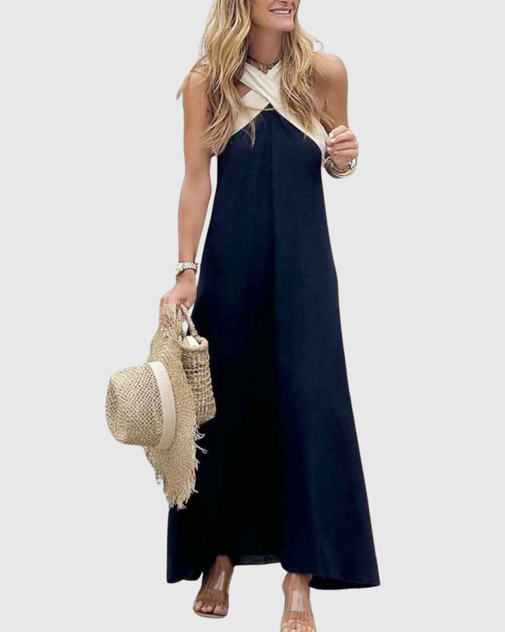 Valantomode | Chic Cross-Neck Dress for Stylish Summer Outings