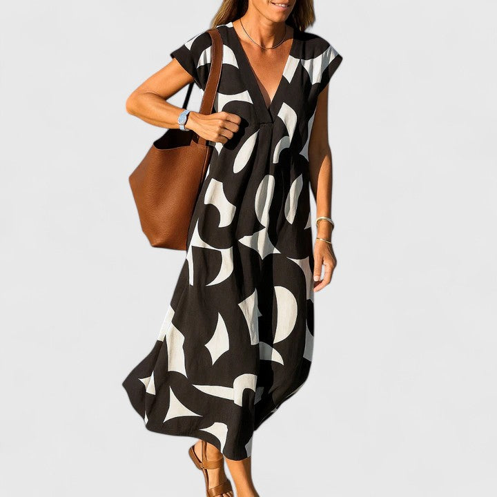 Valantomode | Chic V-Neck Dress for Effortless Style and Elegance