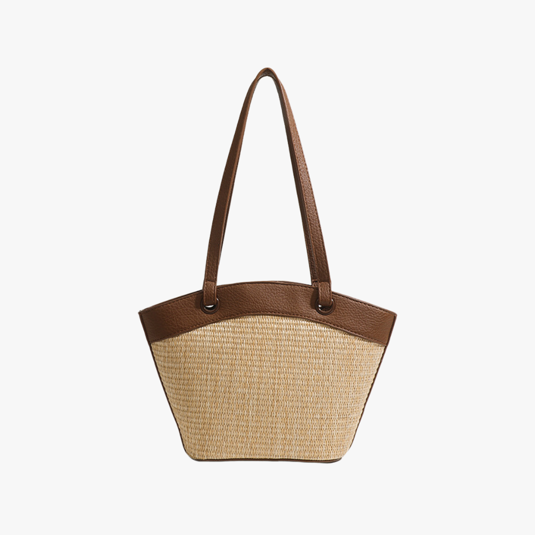 Valantomode | Solstice Artisan Garrison – Women's Premium Straw Tote with Vegan Leather Trim