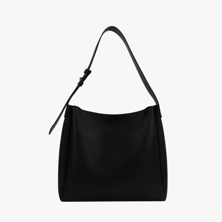 Valantomode | Luna Minimalist Hobo – Premium Vegan Leather Wide-Strap Shoulder Bag with Pouch