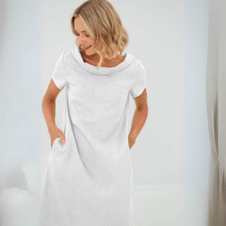 Valantomode | Stylish Linen Dress with Pockets for Everyday Wear