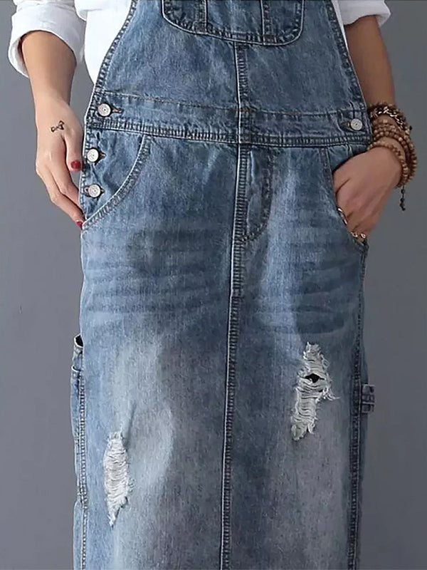 Valantomode | Trendy Denim Dress with Slit for Casual Outings