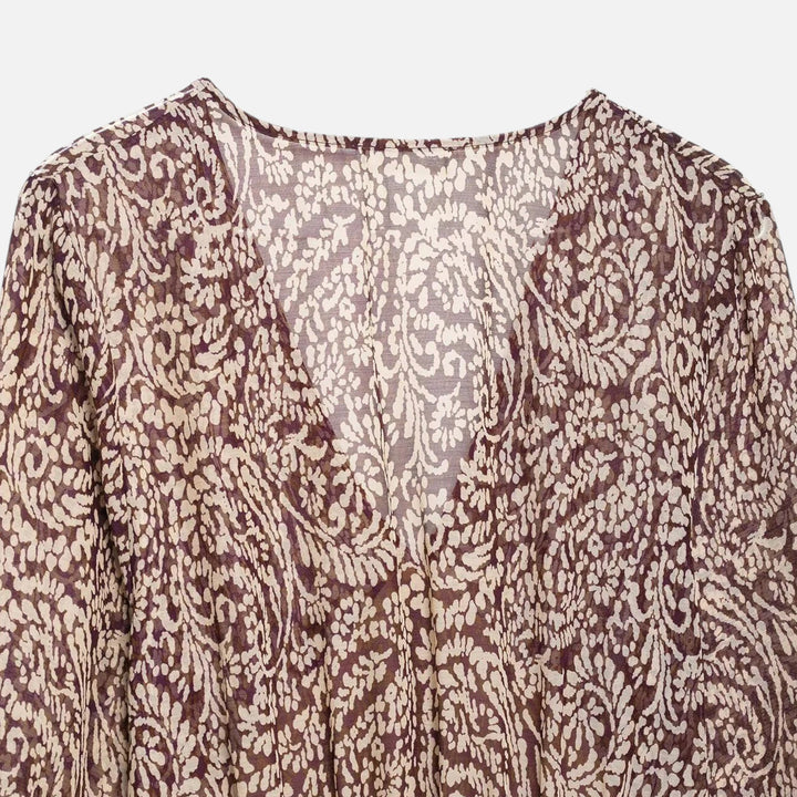 Valantomode | Women’s Printed Midi Dress with V-Neck
