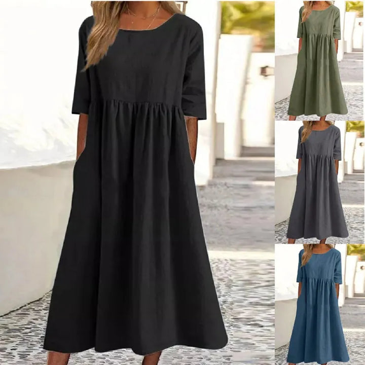 Valantomode | Breezy Cotton Linen Dress for Stylish Summer Days