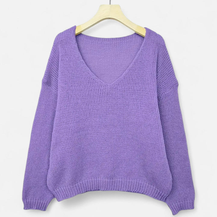 Valantomode | Women’s V-Neck Pullover Sweater – Essential Metropolitan Knitwear