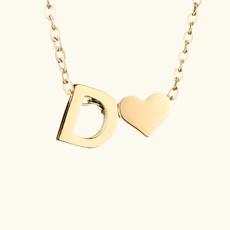 Valantomode | Plated Initial and Heart Charm Necklace for Women