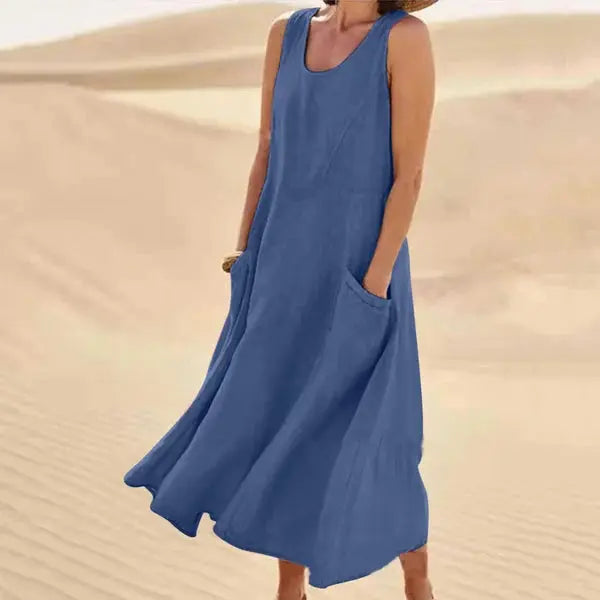 Valantomode | Chic Linen Dress for Effortless Summer Style