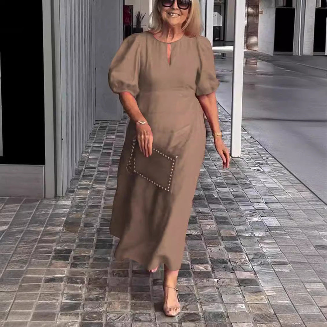 Valantomode | Dress with Elegant Puff Sleeves