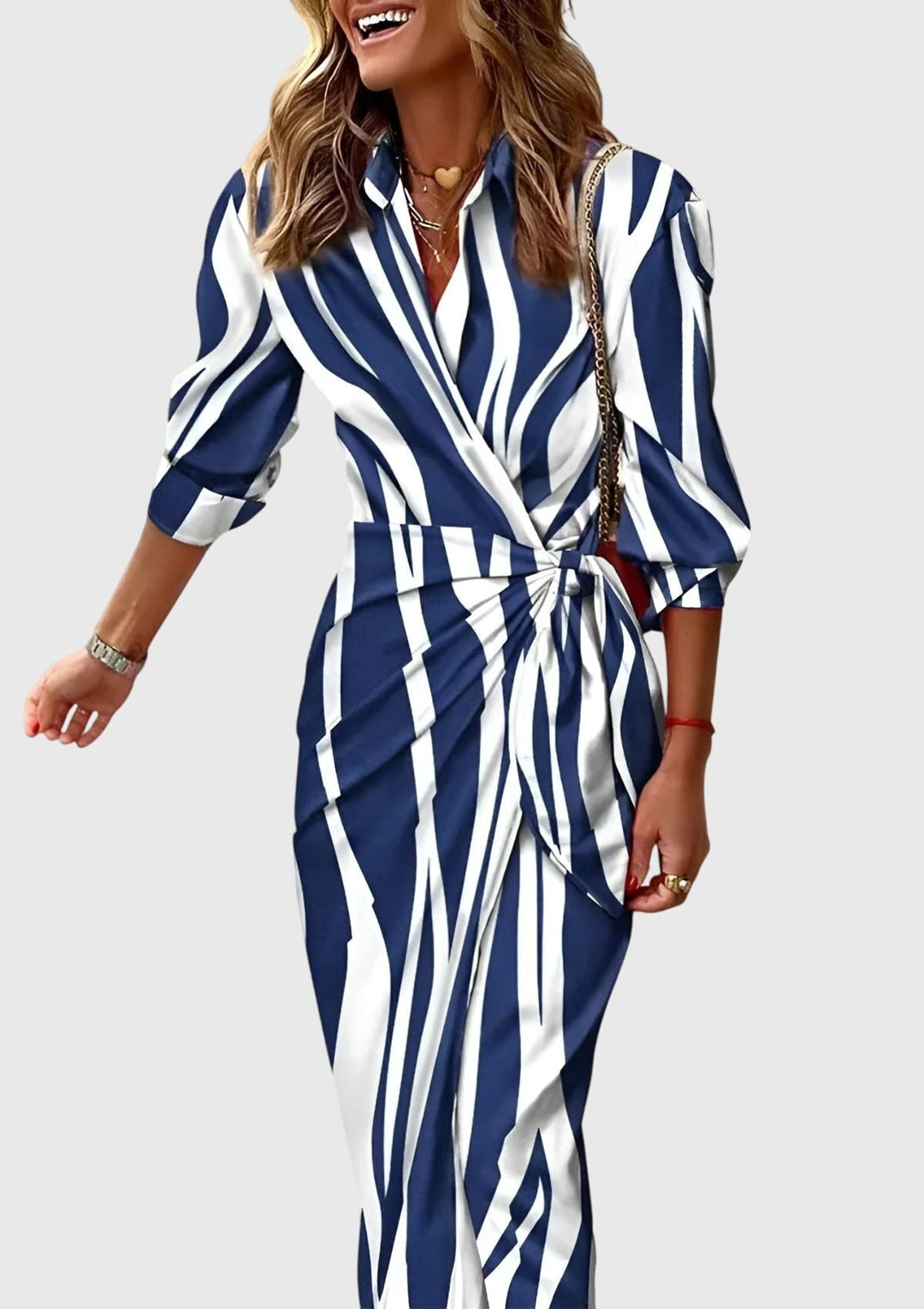Valantomode | Stylish Printed Wrap Dress Perfect for Any Occasion