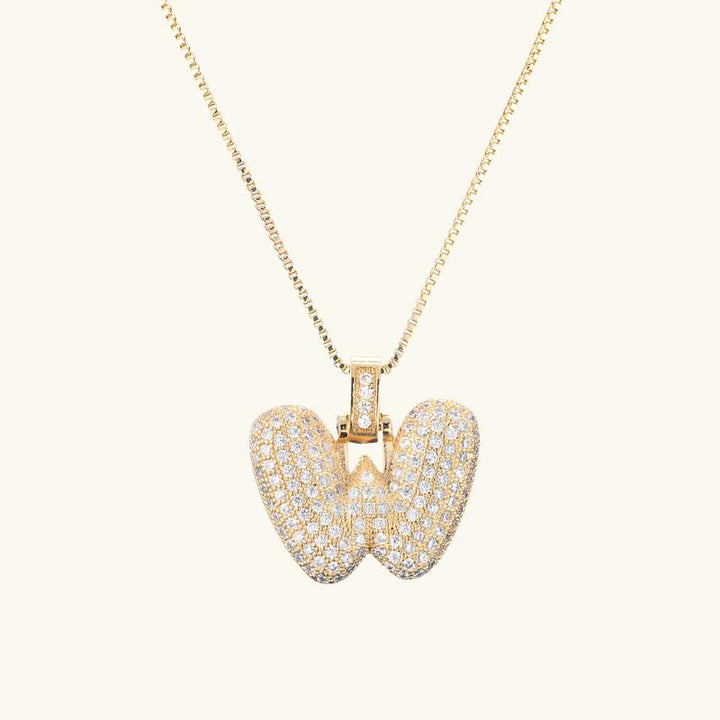 Valantomode | Plated Letter Luxe Necklace with Alphanumeric Architecture and Refractive Assets