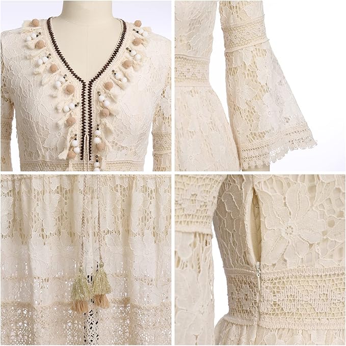 Valantomode | Dress with Boho Lace Design