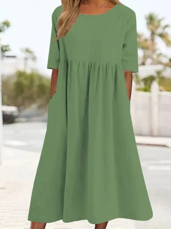 Valantomode | Breezy Cotton Linen Dress for Stylish Summer Days