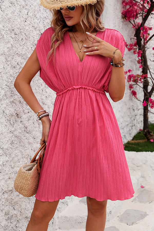 Valantomode | Chic V Neck Solid Mini Dress for Effortless Style