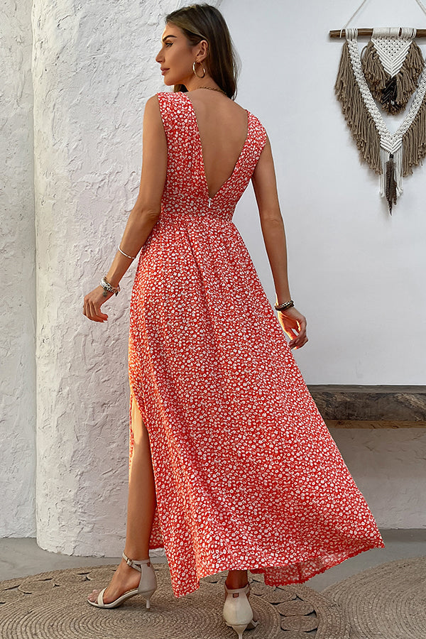 Valantomode | Chic Floral V Neck Maxi Dress for Effortless Style