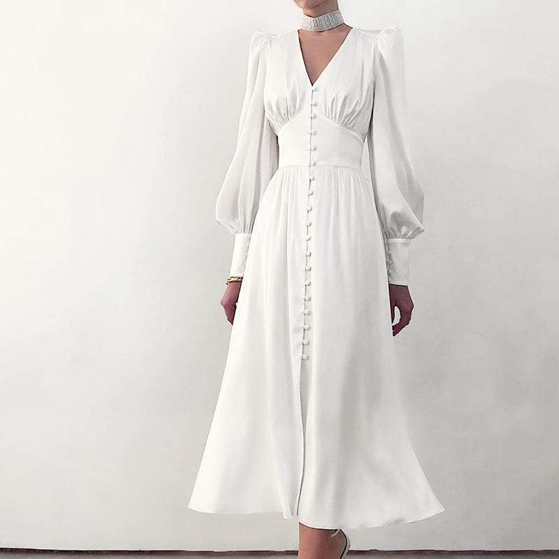 Valantomode | Long Sleeve Satin Dress for Effortless Elegance