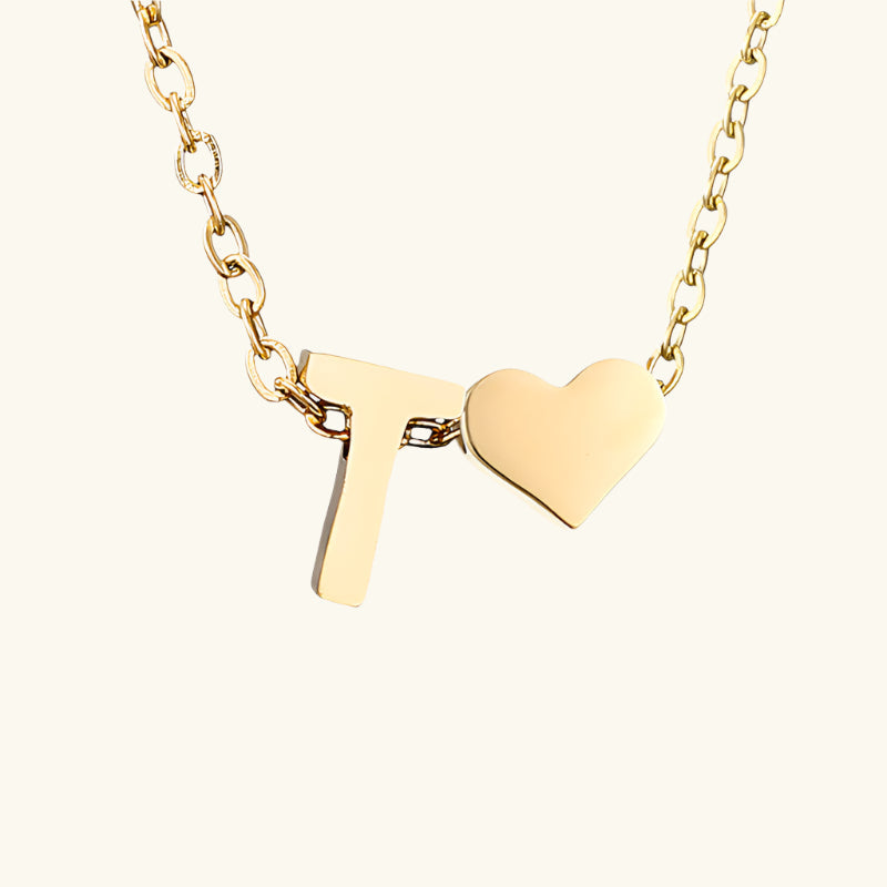 Valantomode | Plated Initial and Heart Charm Necklace for Women