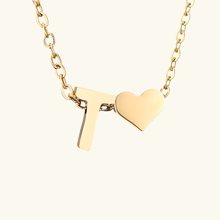 Valantomode | Plated Initial and Heart Charm Necklace for Women