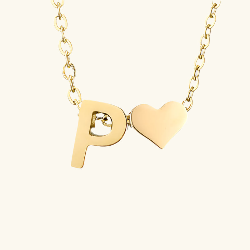 Valantomode | Plated Initial and Heart Charm Necklace for Women