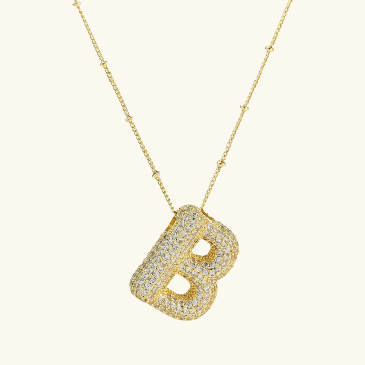 Valantomode | Gold Plated Bubble Initial Necklace for Women