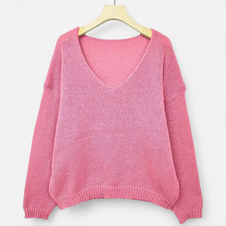 Valantomode | Women’s V-Neck Pullover Sweater – Essential Metropolitan Knitwear