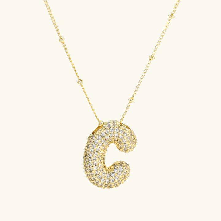 Valantomode | Gold Plated Bubble Initial Necklace for Women
