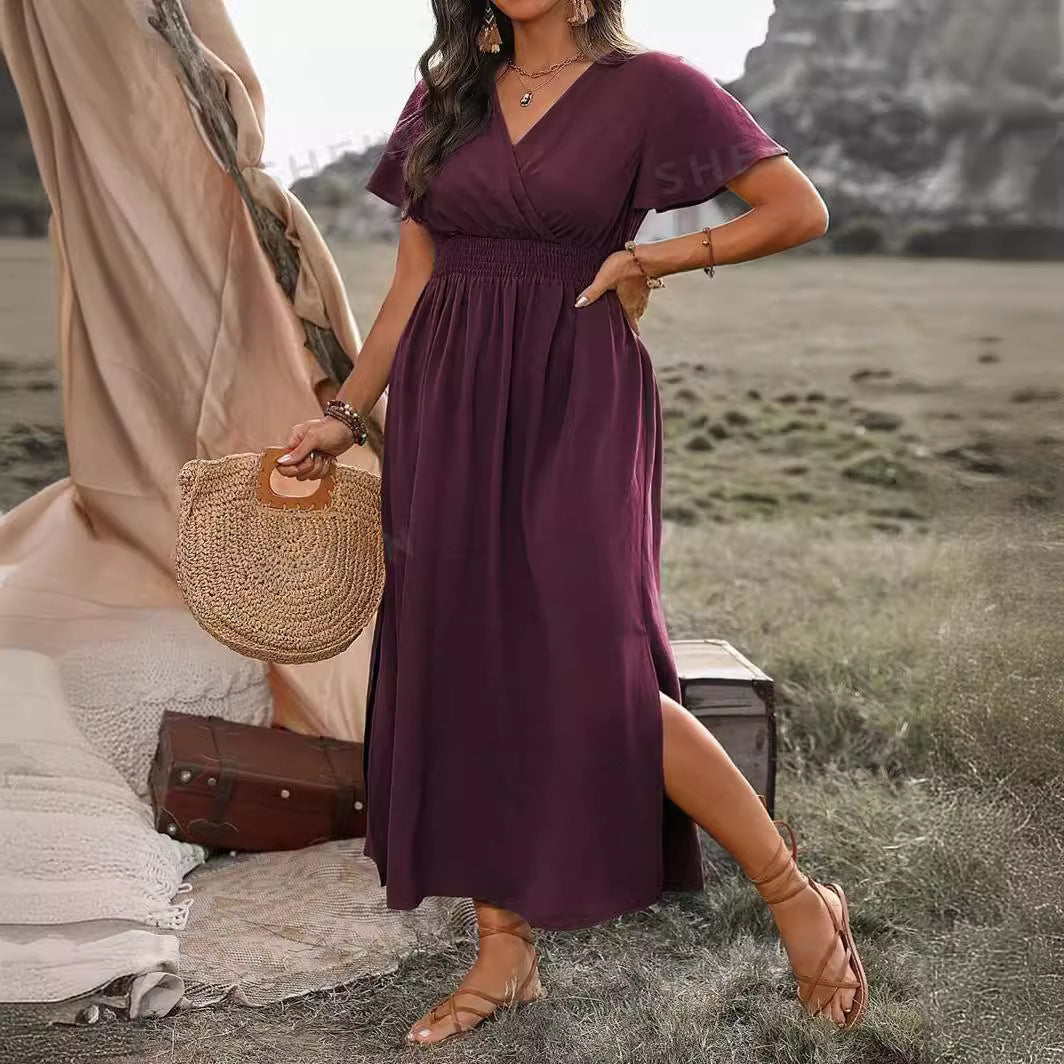 Valantomode | Long Sleeve Dress with Stylish Side Slit for Women