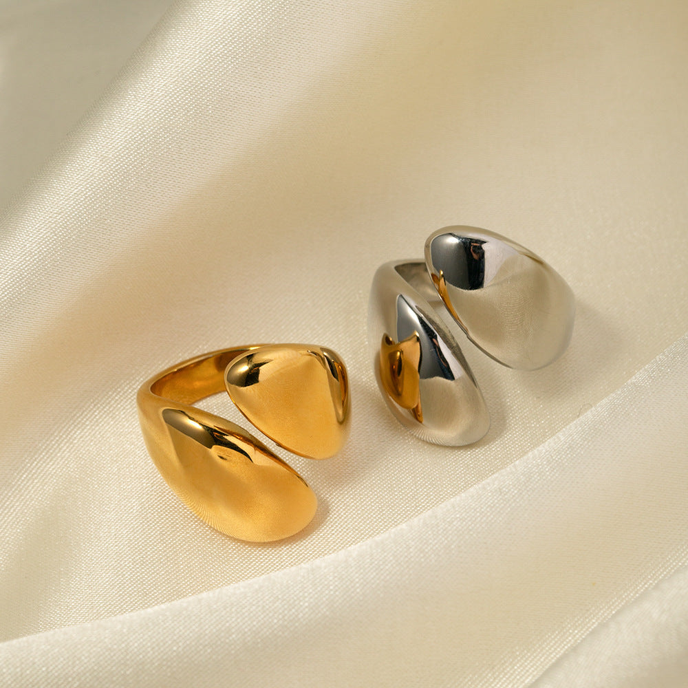 Valantomode | Plated Organic Fluid Open-Ended Ring for Women