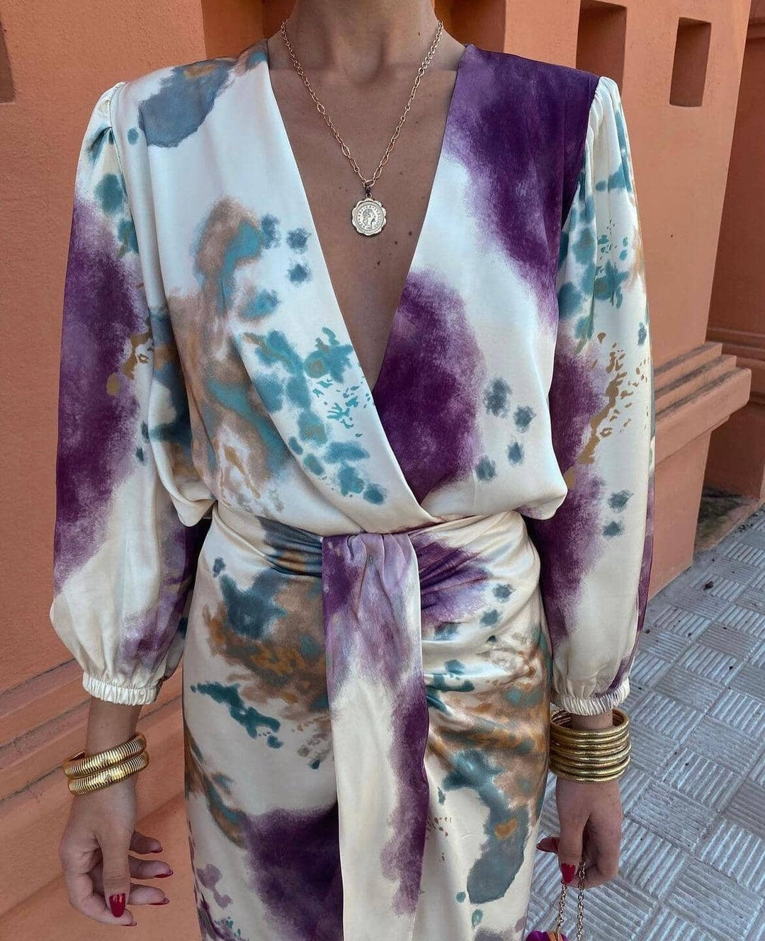 Valantomode | Abstract Print Dress for Stylish Elegance