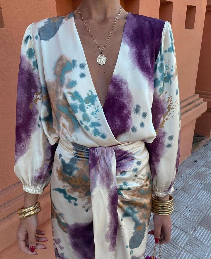 Valantomode | Abstract Print Dress for Stylish Elegance
