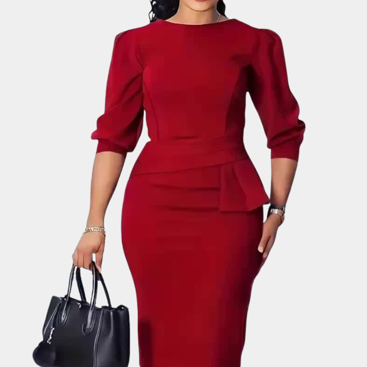 Valantomode | Chic Ruffle Midi Dress for Effortless Style