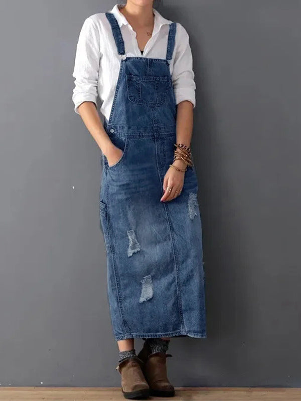 Valantomode | Trendy Denim Dress with Slit for Casual Outings
