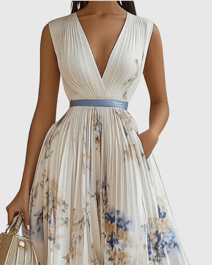 Valantomode | Stylish Pleated Maxi Dress for Effortless Elegance