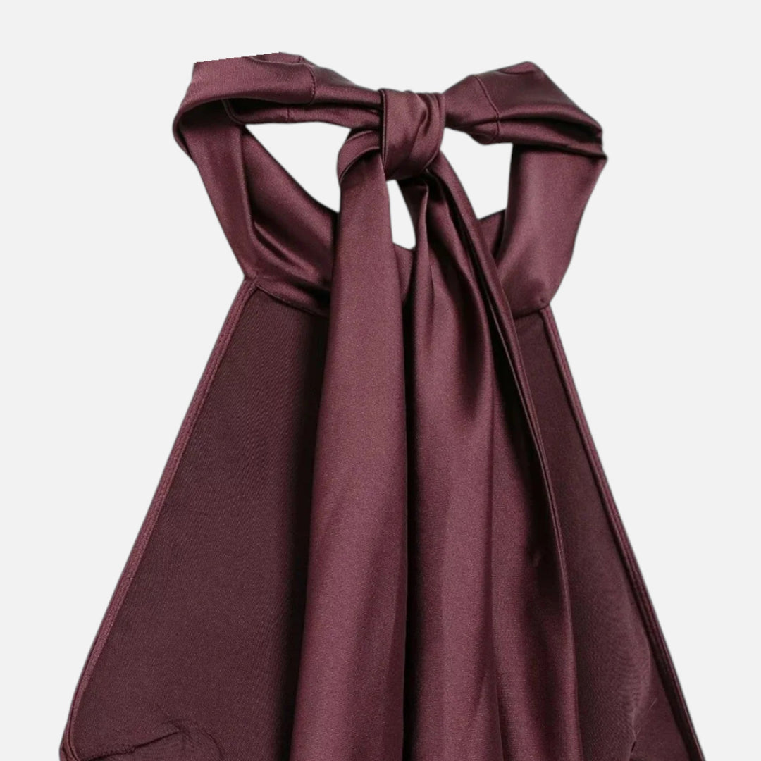 Valantomode | Women’s Satin Halter Dress with Open Back