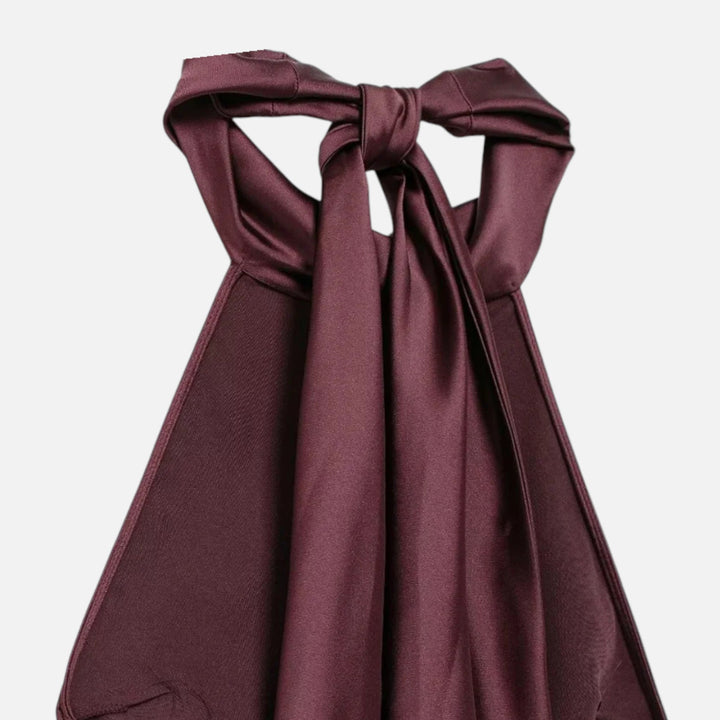 Valantomode | Women’s Satin Halter Dress with Open Back
