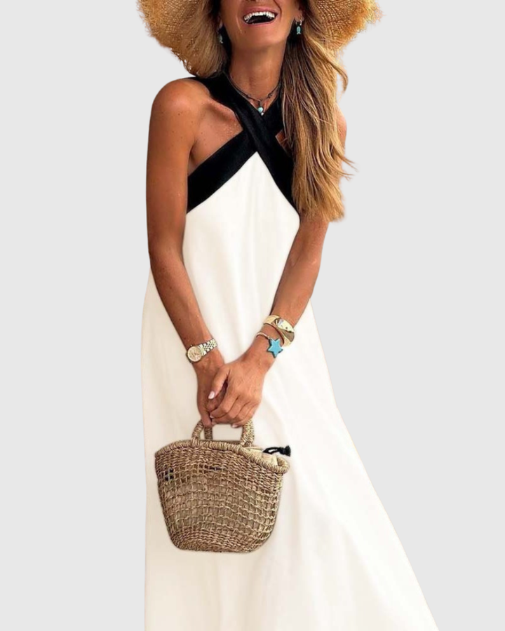 Valantomode | Chic Cross-Neck Dress for Stylish Summer Outings